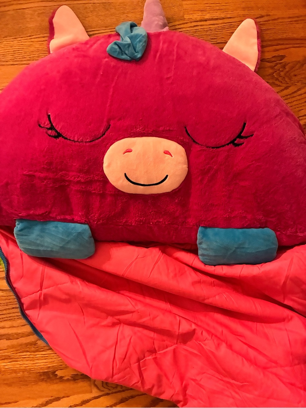 Happy Napper Unicorn Nap Mat - Bright Pink with Teal Accents